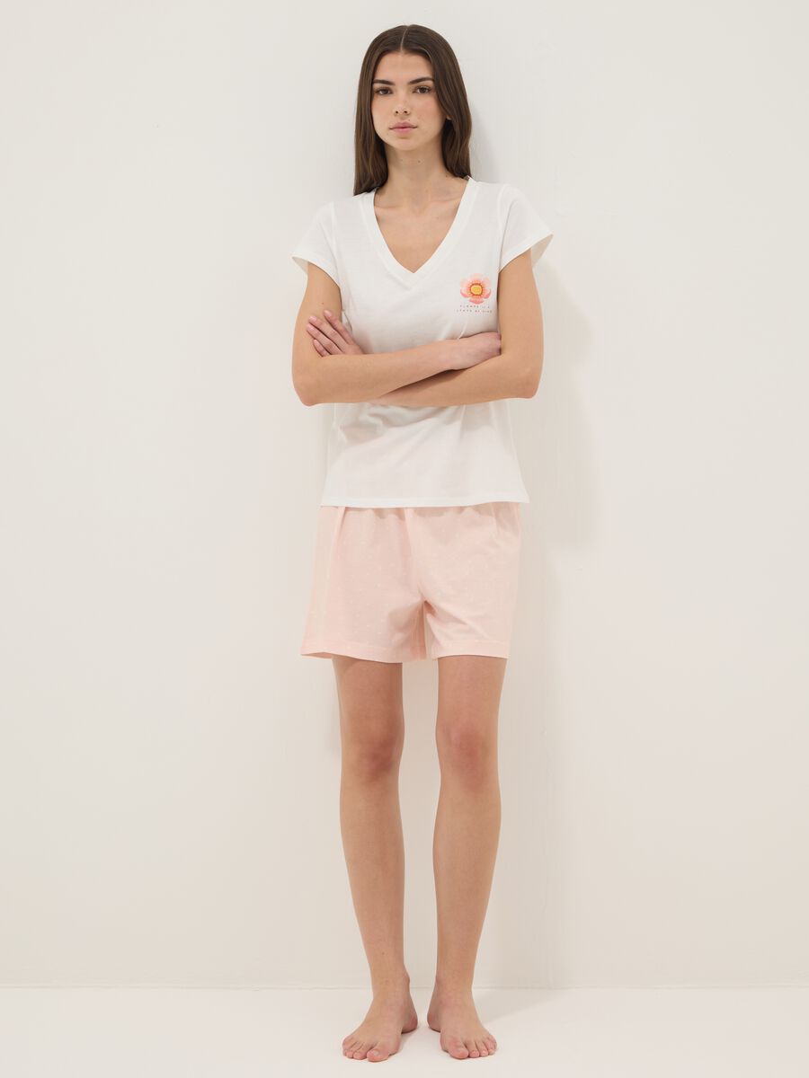 Pink polka dot pure cotton pyjama shorts regular fit_0