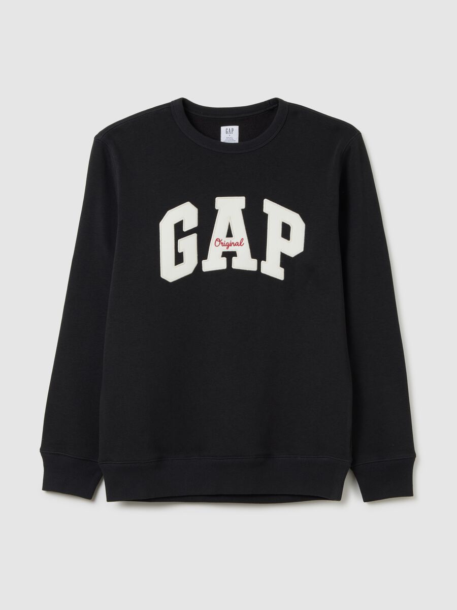 Round-neck sweatshirt with logo patch and embroidery_1
