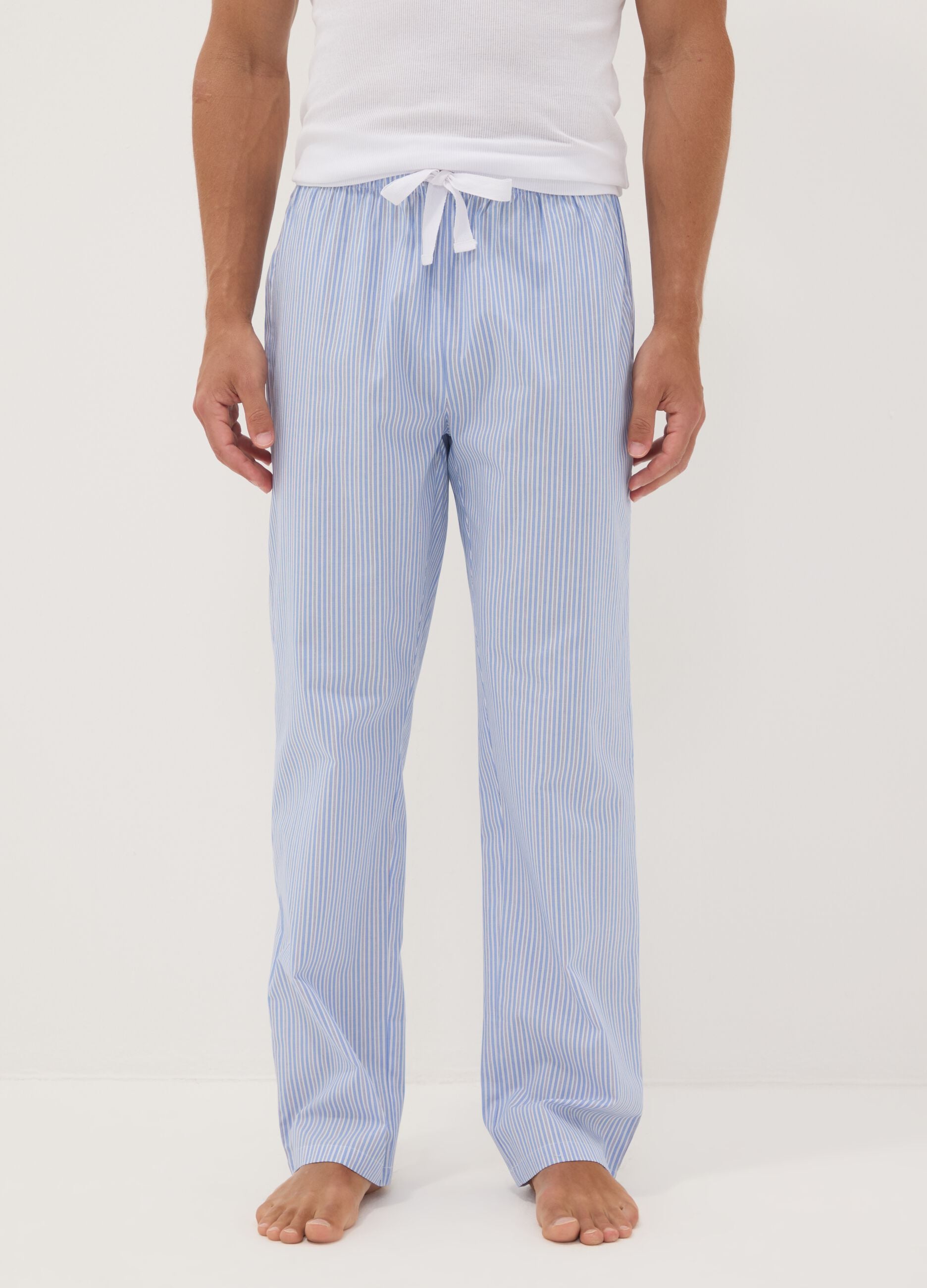 Blue striped organic cotton pyjama trousers