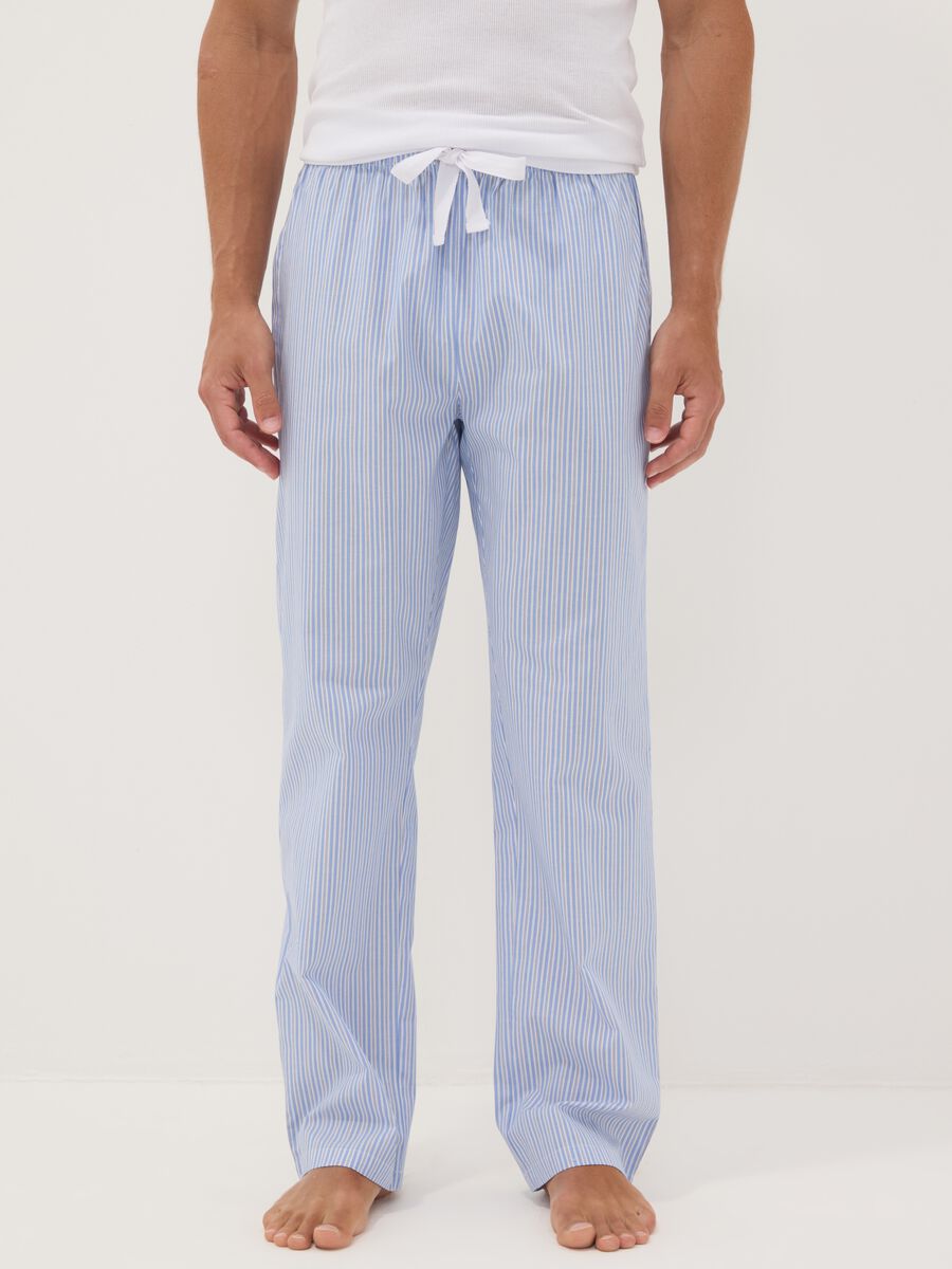 Blue striped organic cotton pyjama trousers_1