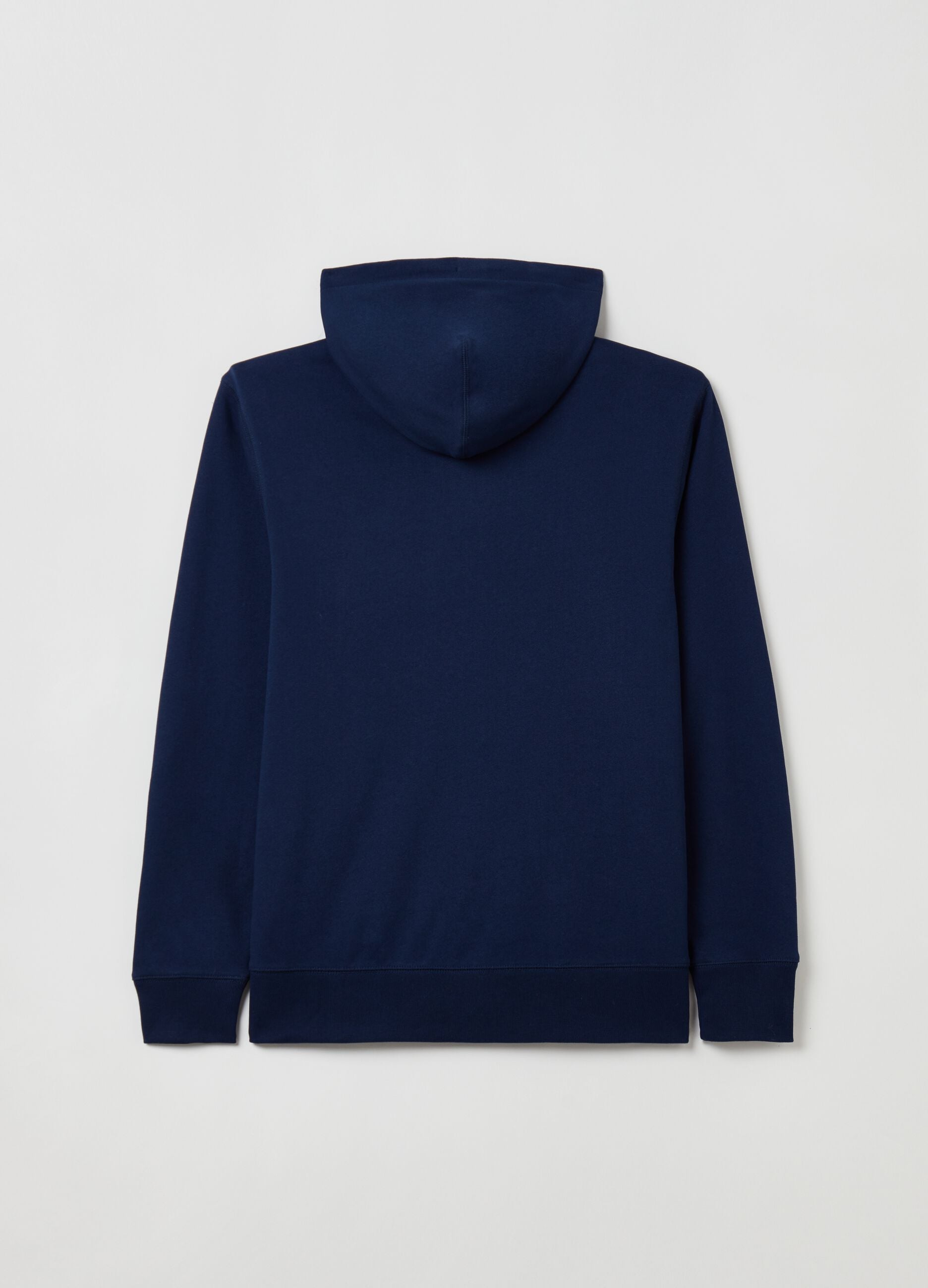 French terry full-zip hoodie with logo patch