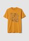 Orange pure cotton T-shirt with front print, regular fit_4