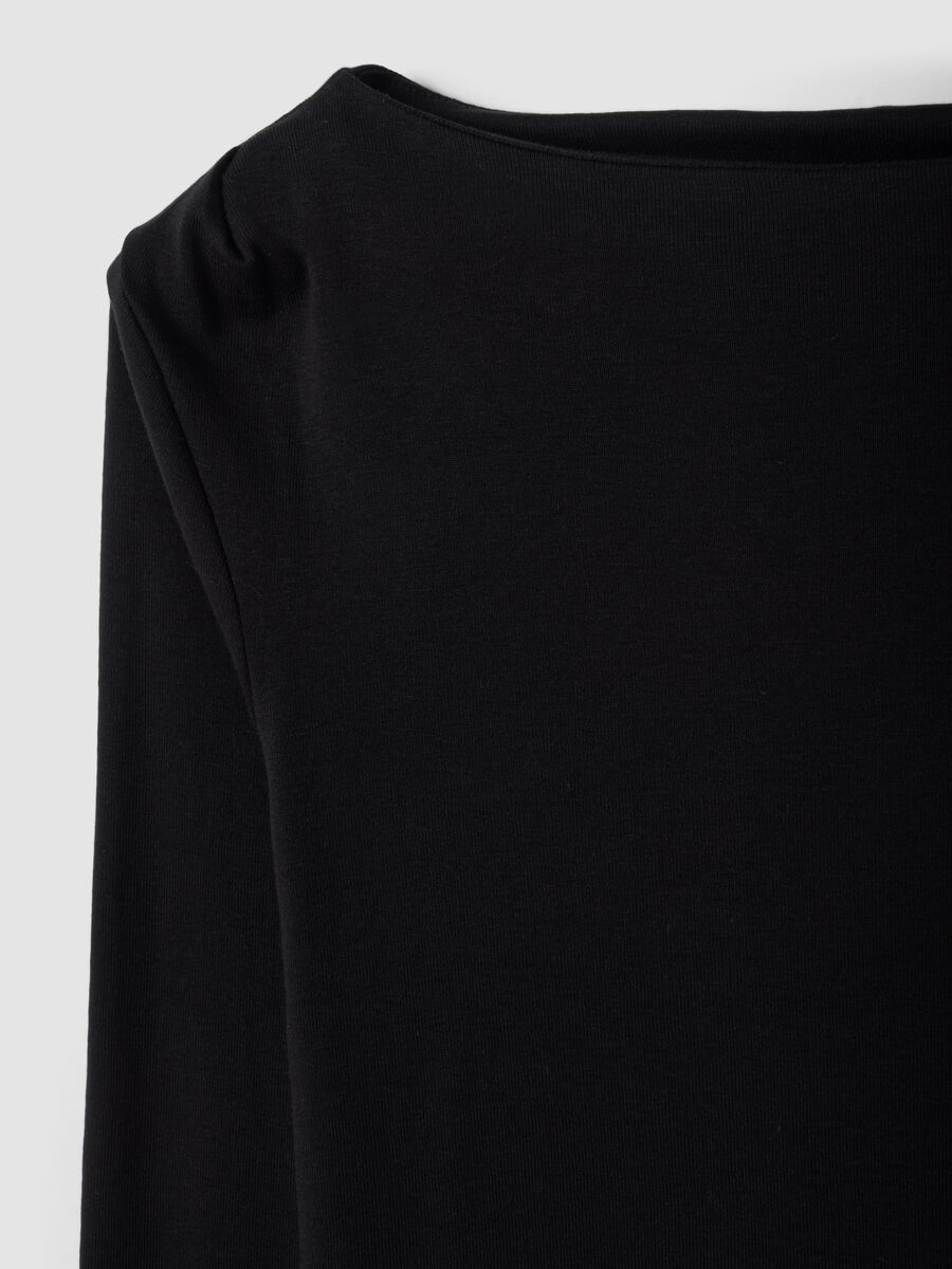Black pure cotton crew-neck T-shirt_5