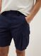 Blue regular-fit pure cotton cargo shorts_3