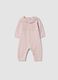 Pink pure organic cotton baby girl sleepsuit with ruffle collar_0