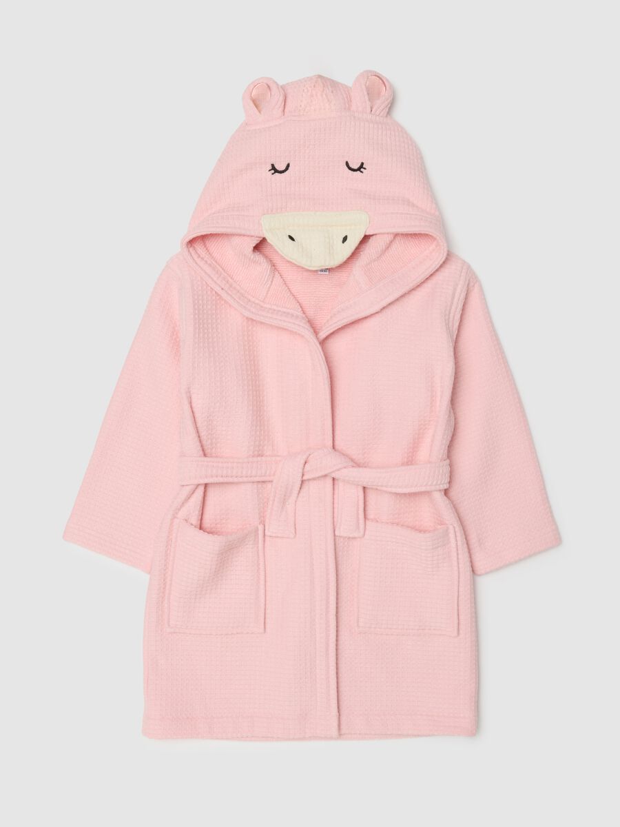 Pink pure cotton baby girls&rsquo; cow bathrobe_0