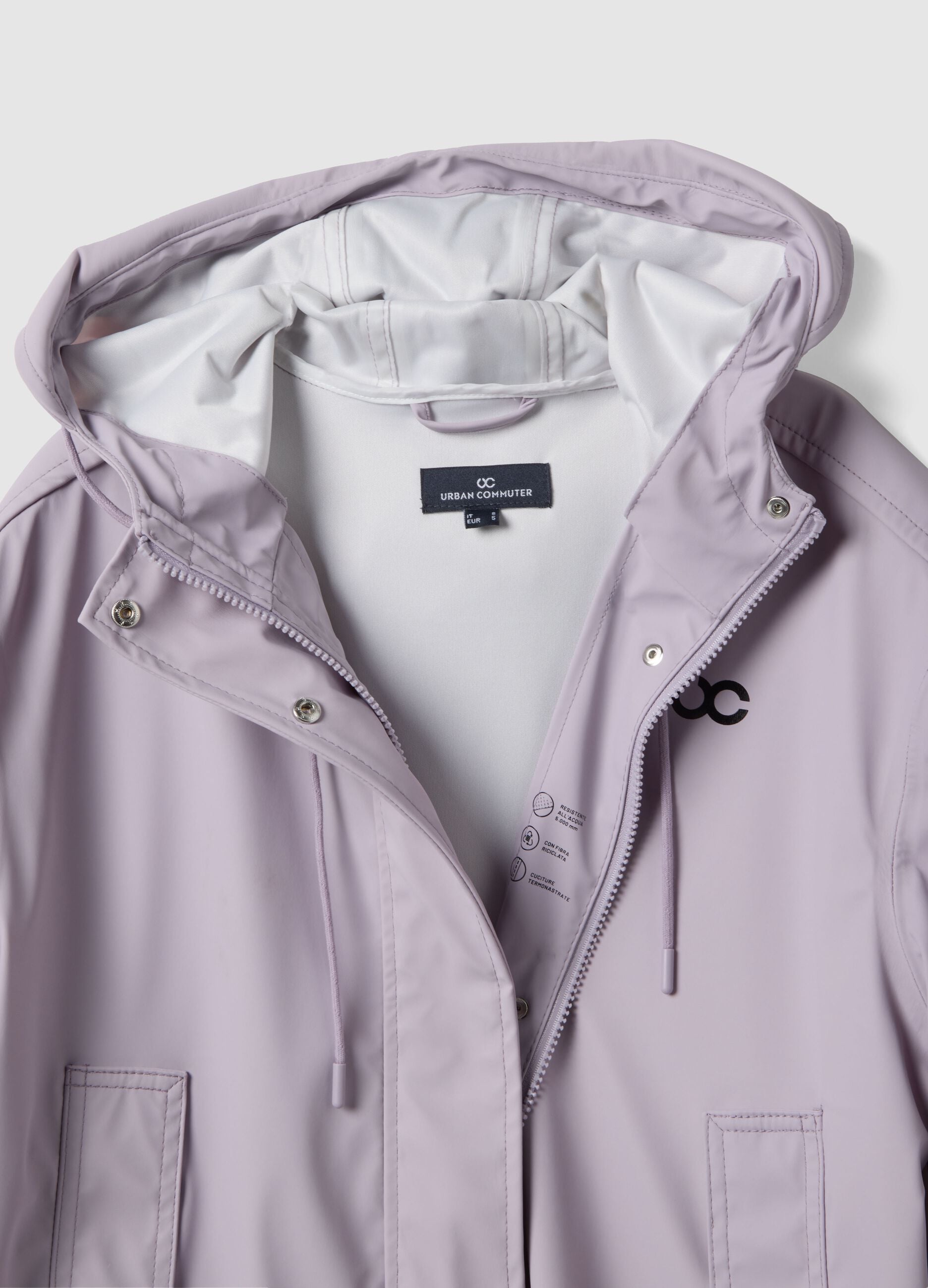 Purple waterproof hooded jacket, regular fit