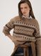 Brown jacquard jumper with high neck_0