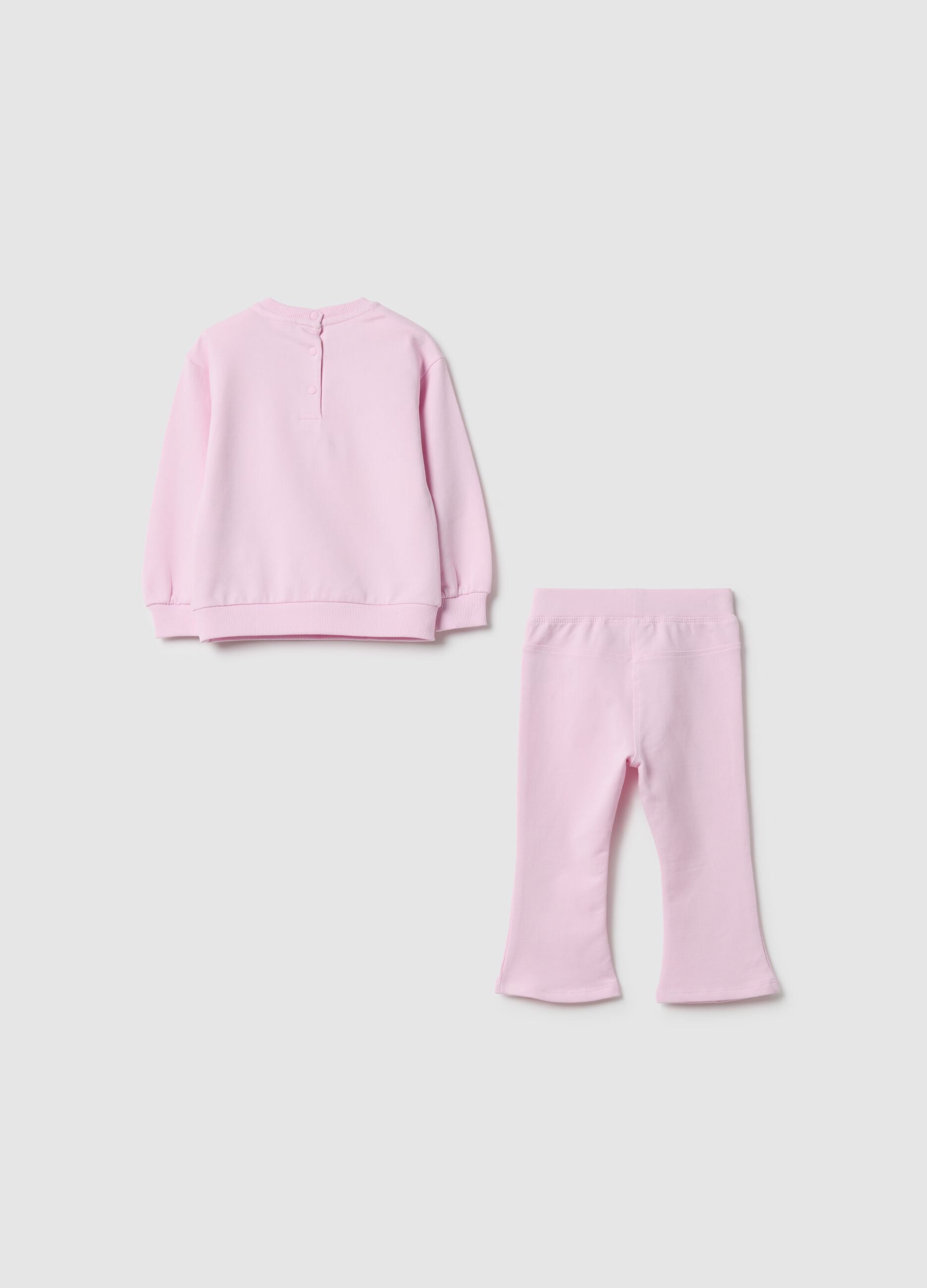 Set felpa pantalone rosa da bimba in cotone elasticizzato regular fit