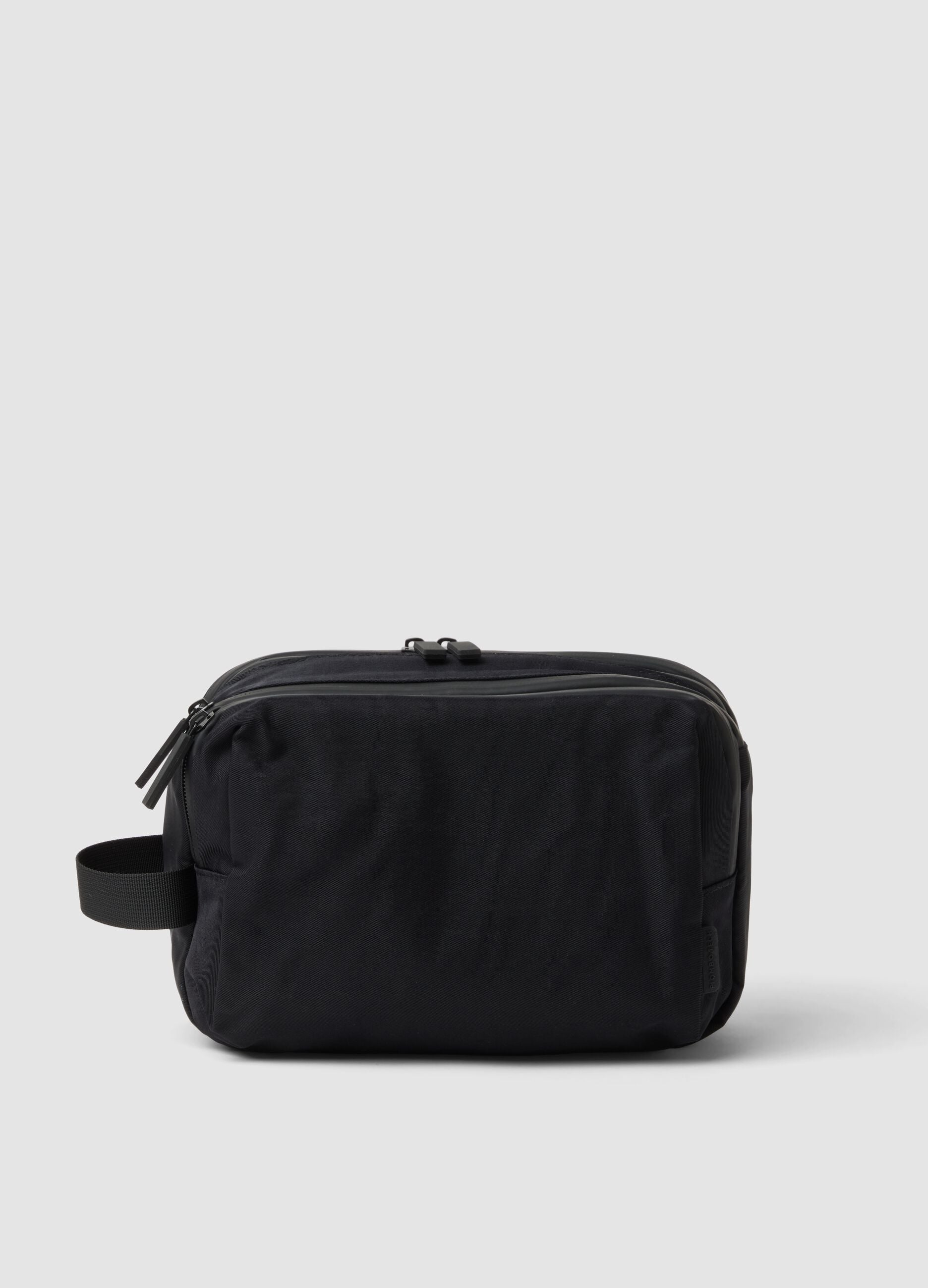 Black toiletry bag with double zip