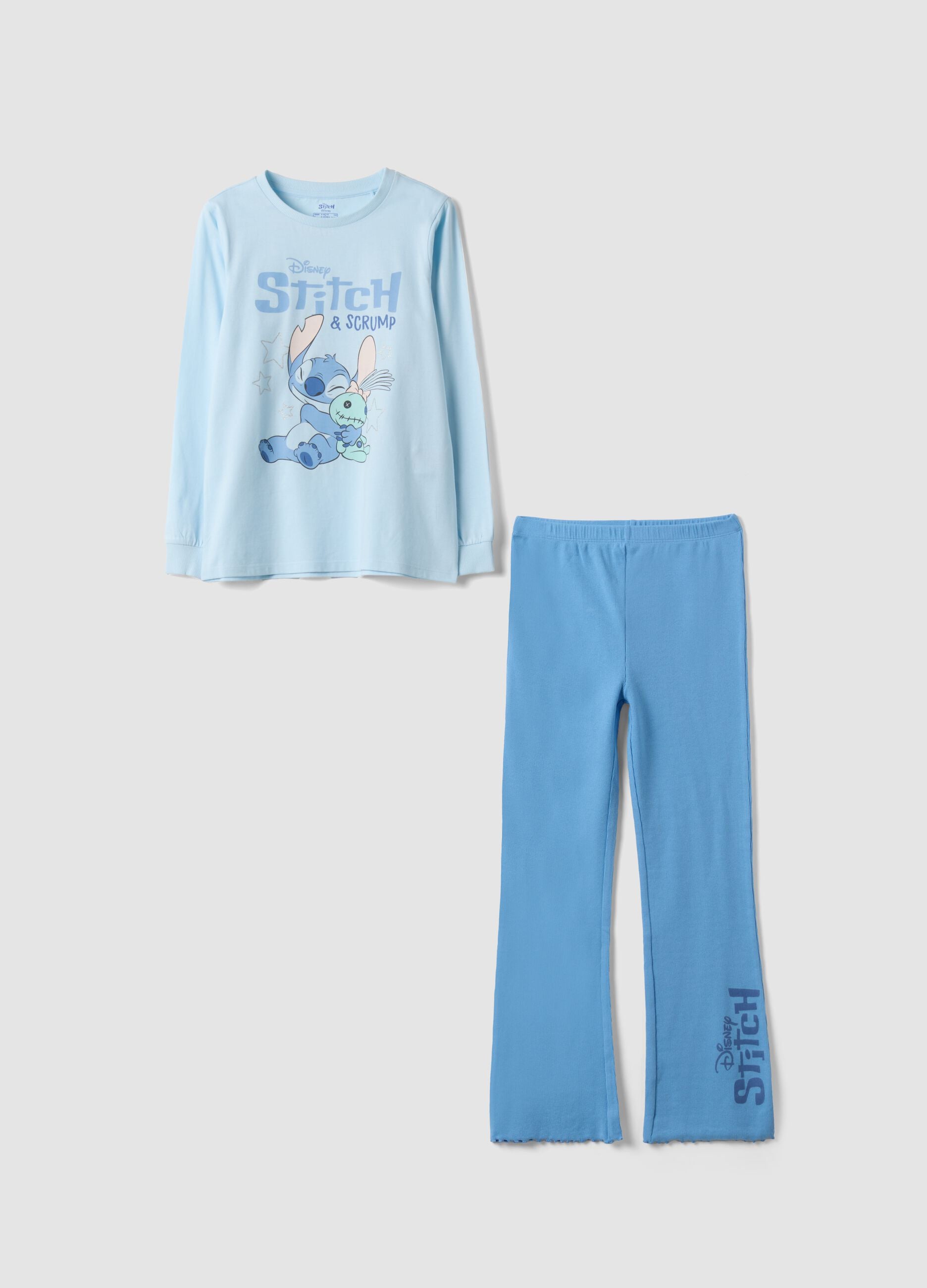 Light blue organic cotton pyjamas with Lilo & Stitch print
