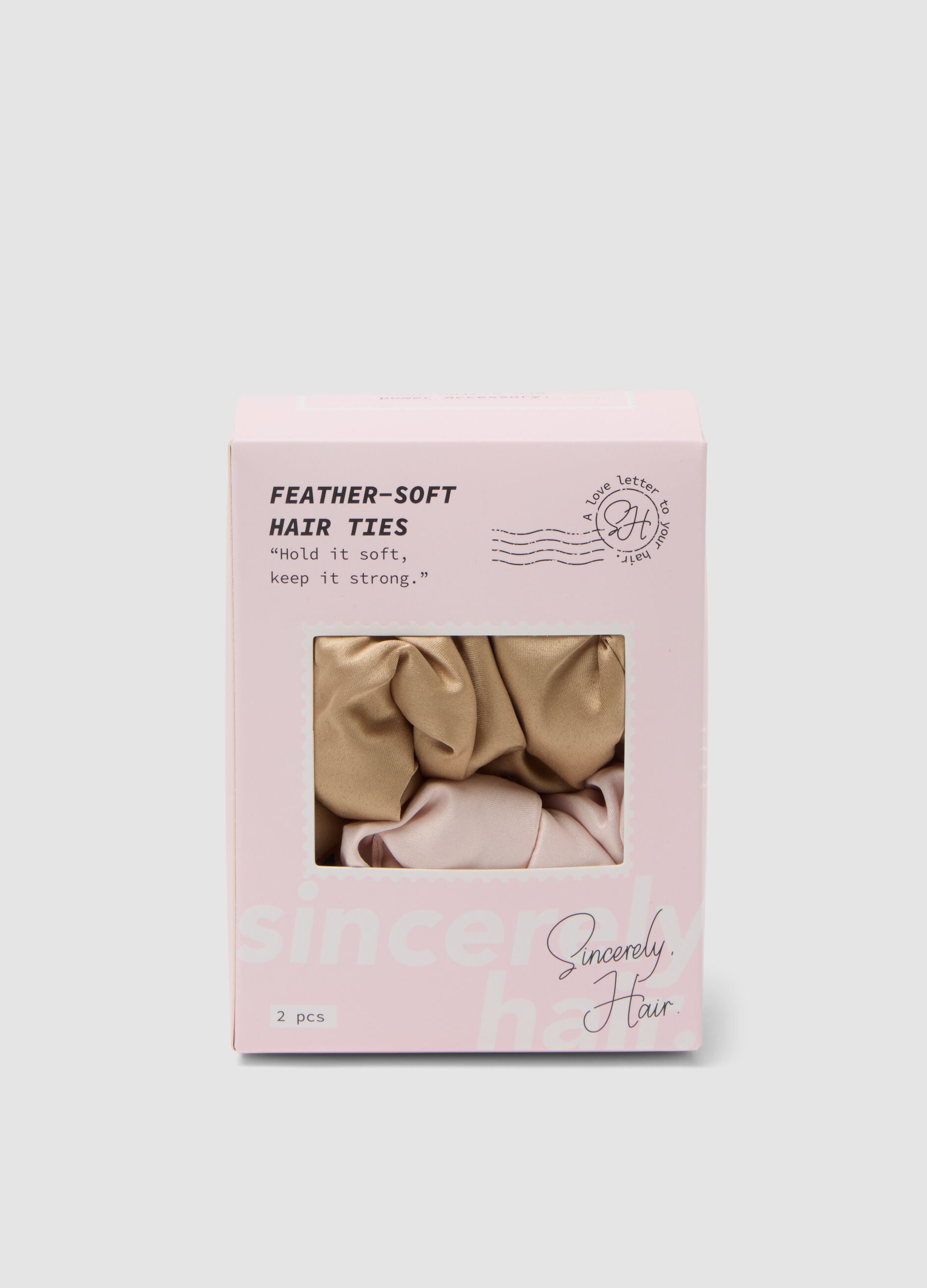 SINCERELY HAIR Feather-soft hair ties 2-piece XL Pink & Mocha