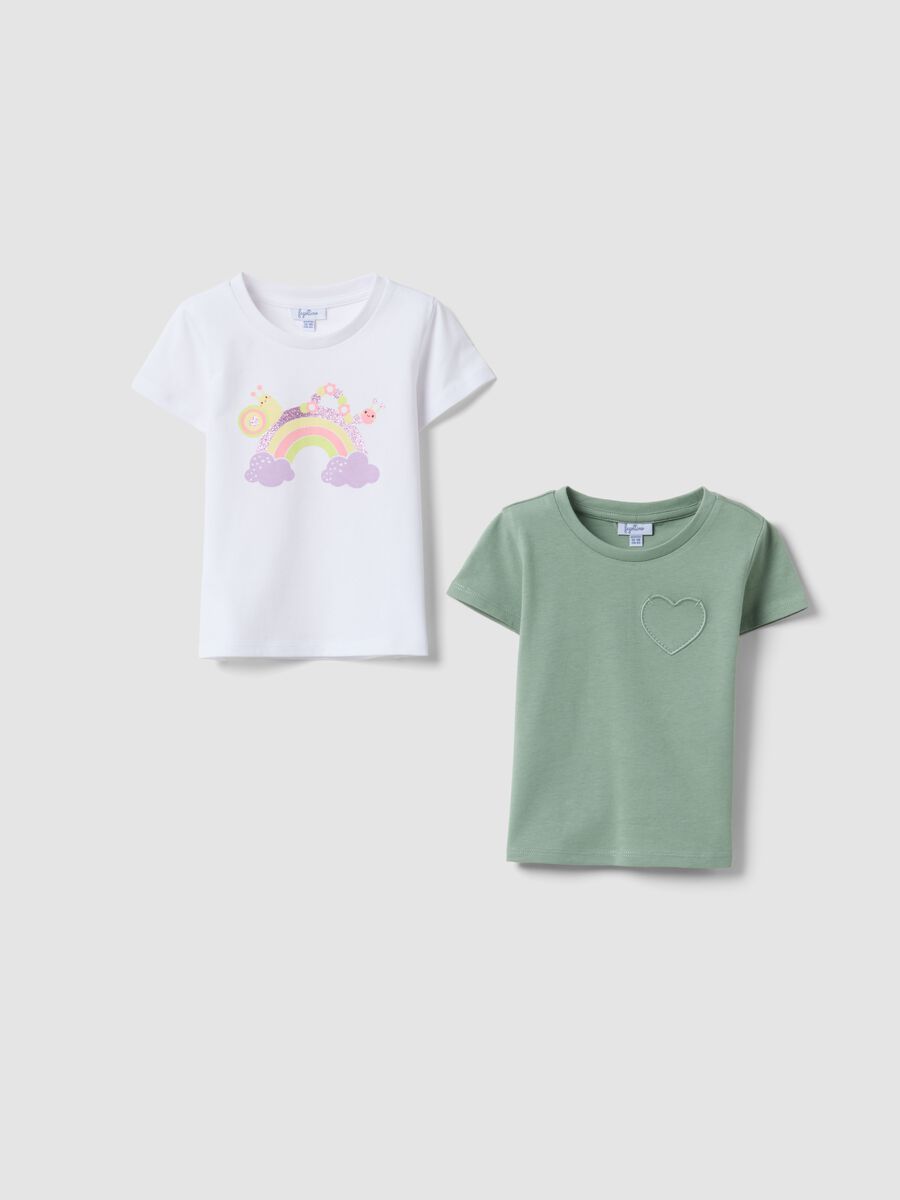 2-pack pure cotton multicolour T-shirts for baby girl_0
