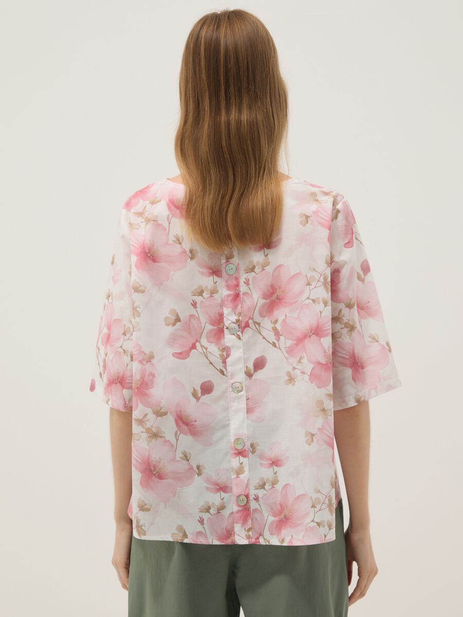 Pink pure cotton top with floral print_3