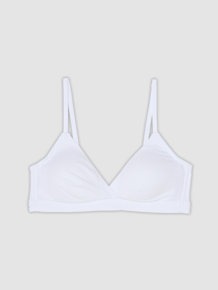 White organic cotton bra with removable padding_0
