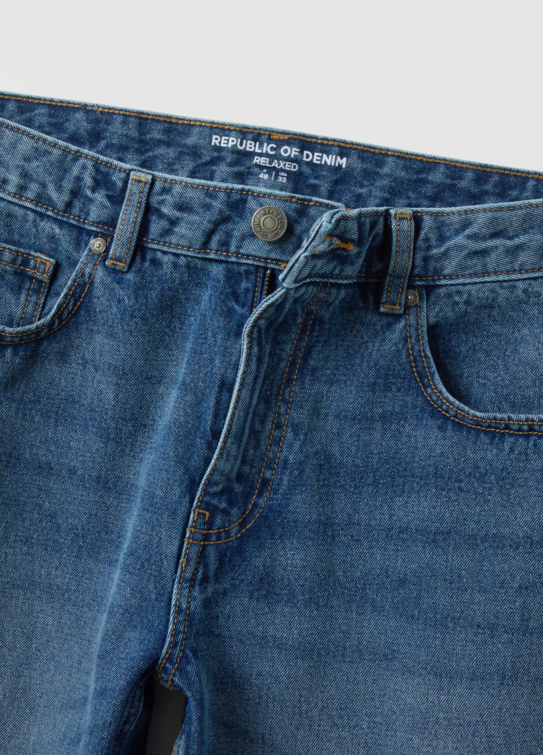 Blue Pure Cotton Regular Fit Jeans