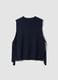 Blue wool-blend crew-neck gilet with tie-fastening side tabs, regular fit_6