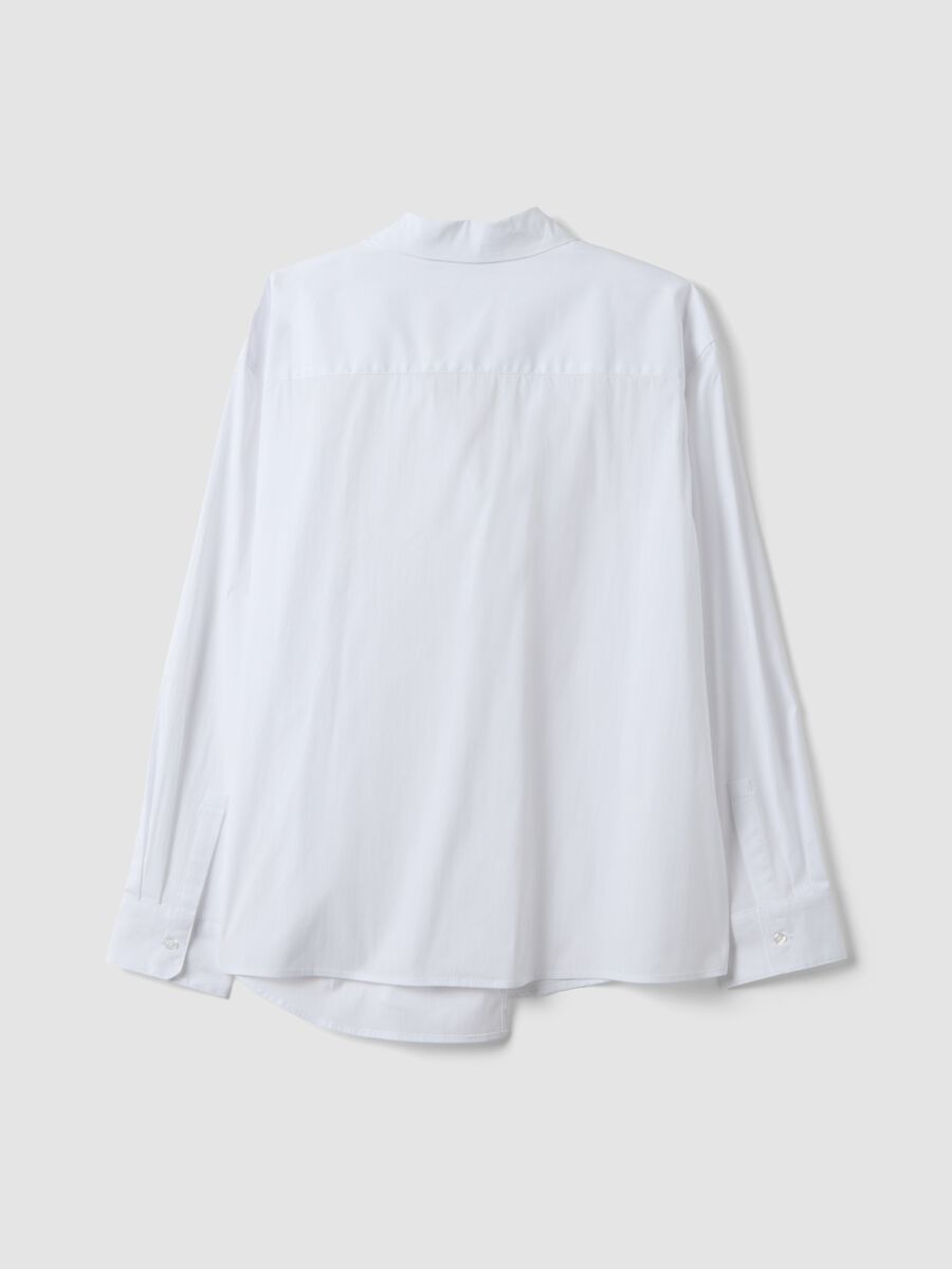 White stretch cotton poplin shirt with waist hook detail_6