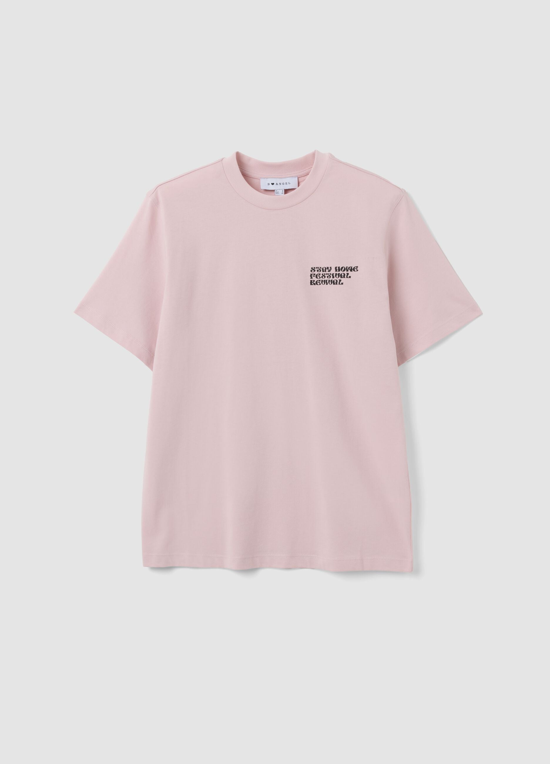 Pink relaxed-fit pure cotton T-shirt with print
