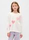 White Long Sleeve T-shirt with Pink Hearts_0