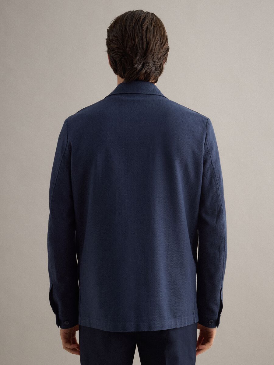 Blazer in misto cotone e lino blu regular fit_4