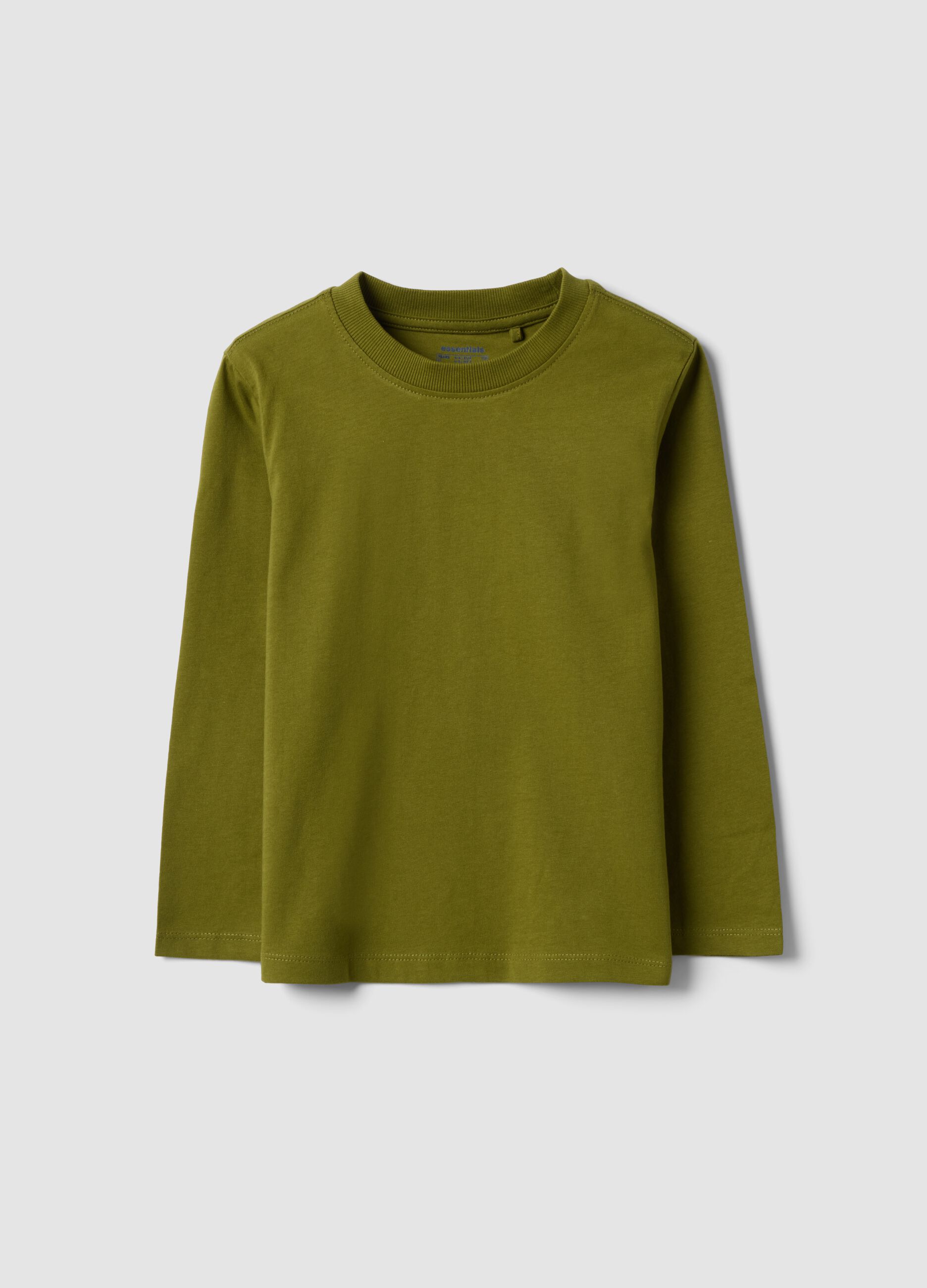 Green crew-neck T-shirt in pure organic cotton for boys, regular fit