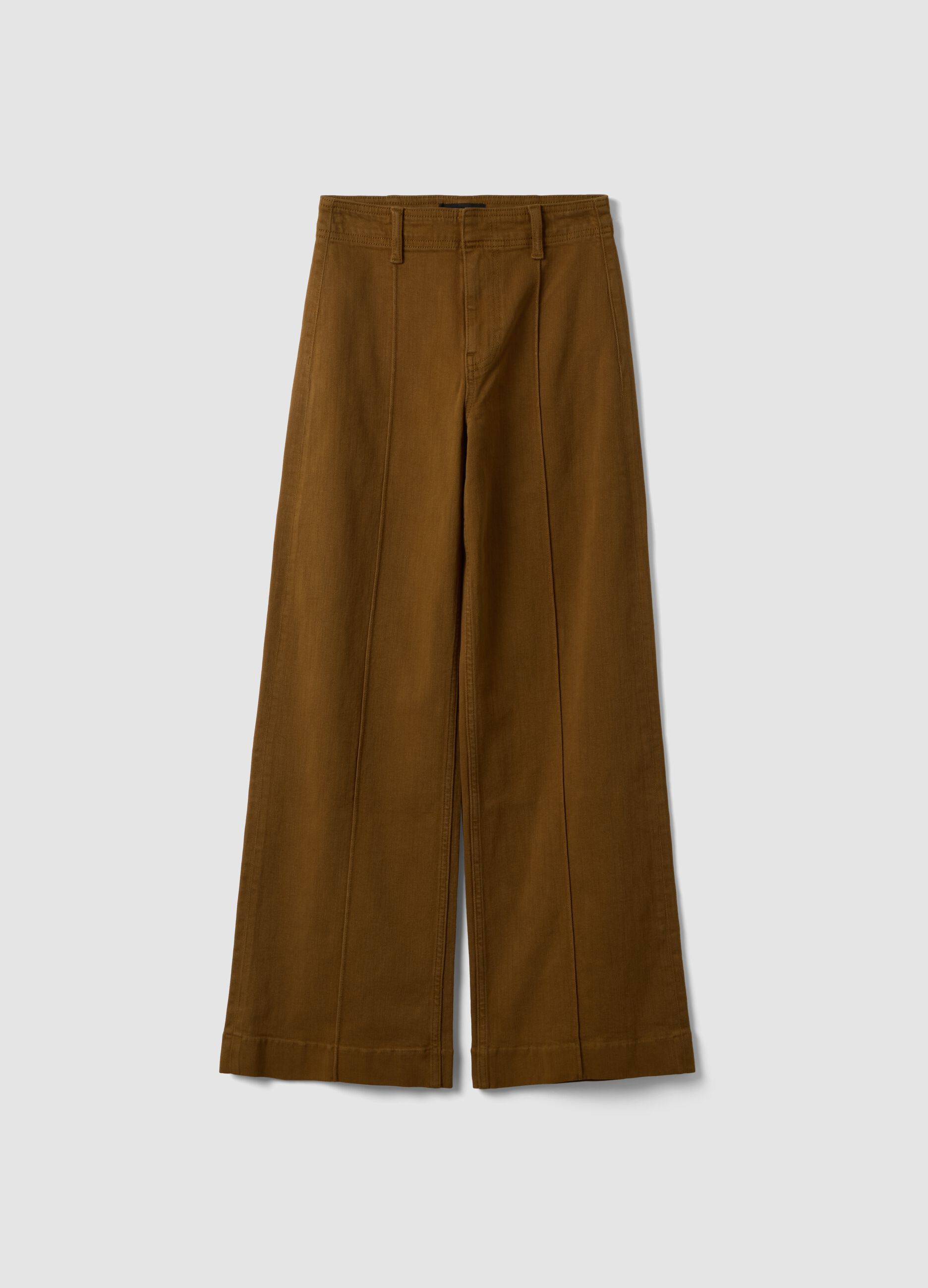 Brown wide-leg jeans in stretch cotton twill