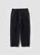 Black cotton and viscose blend joggers with elasticated waist for boys_0