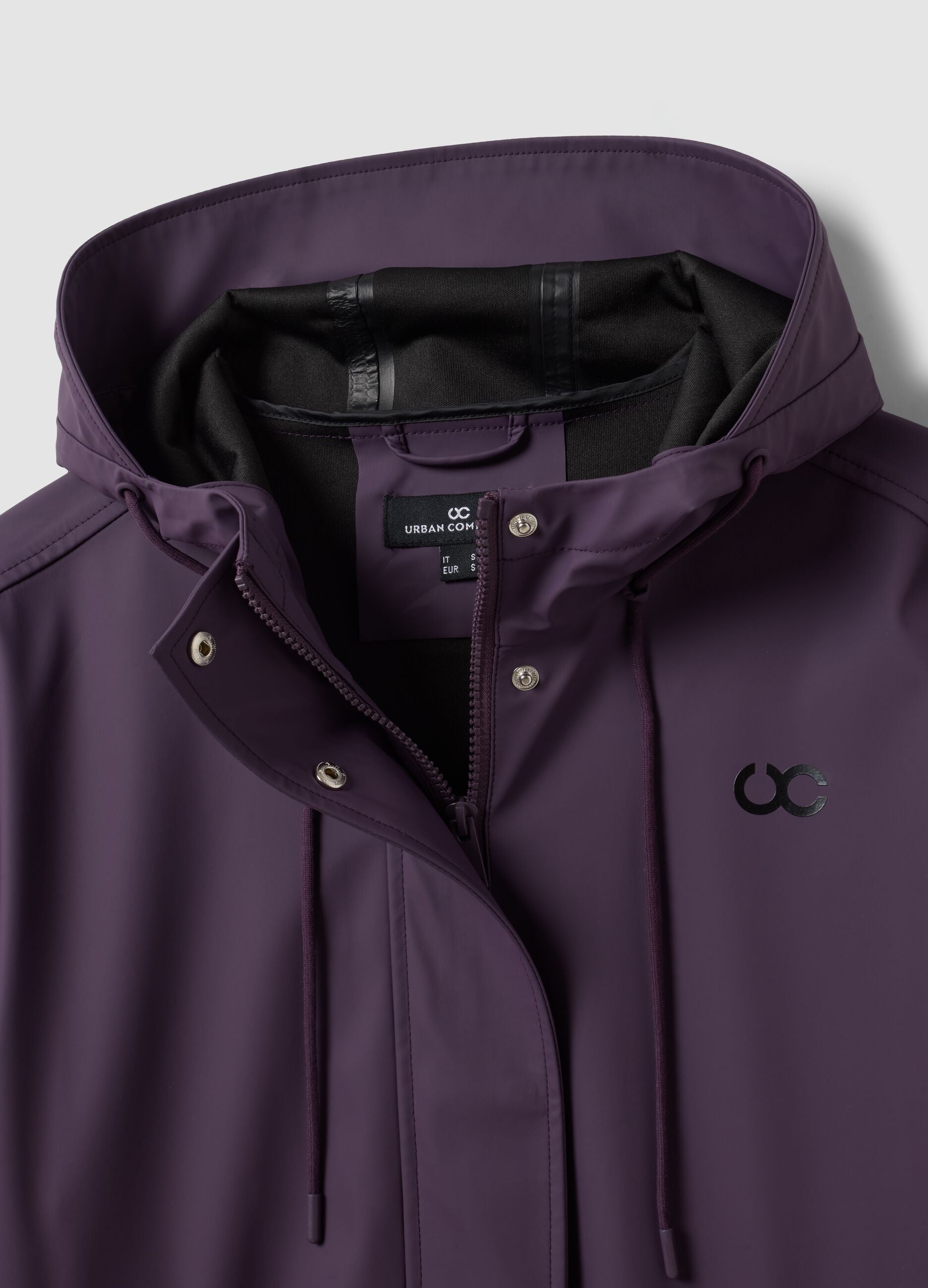 Long purple hooded zip jacket