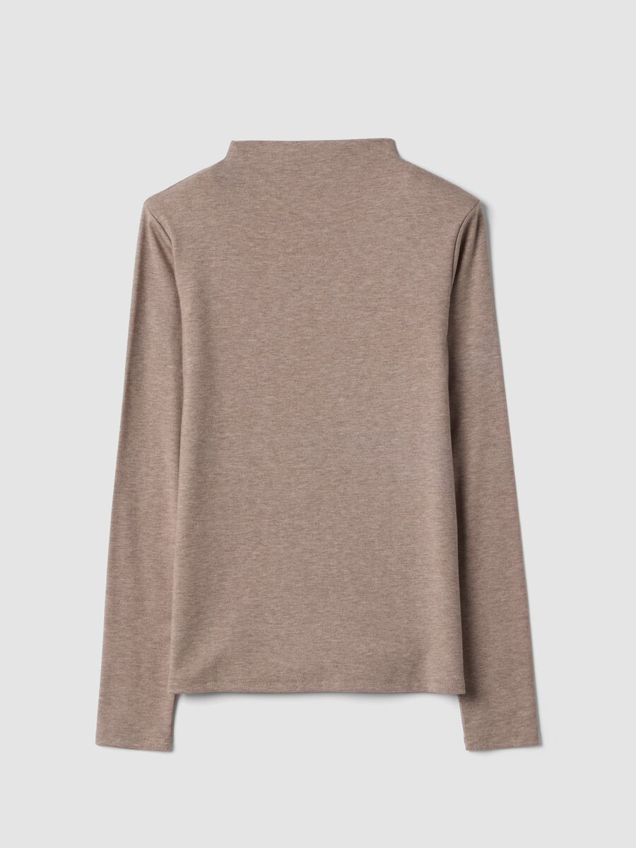 Beige stretch viscose crew-neck T-shirt_6