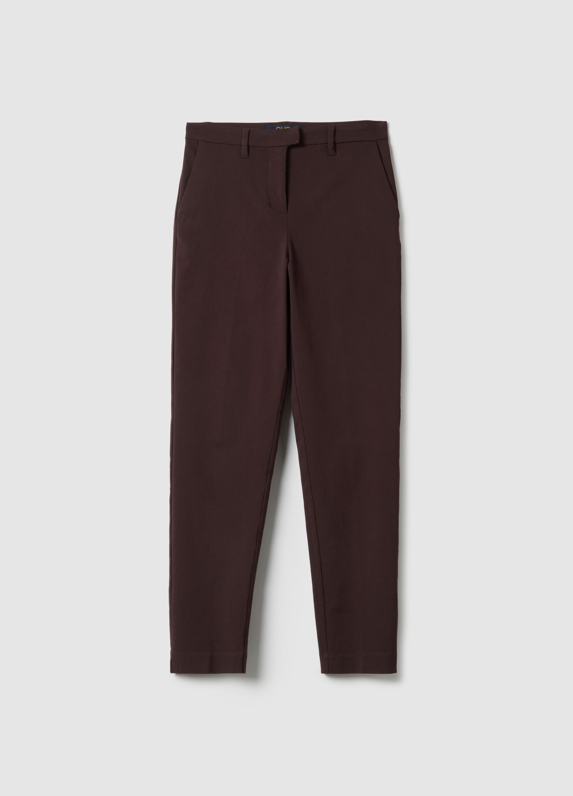 Brown slim fit chino trousers