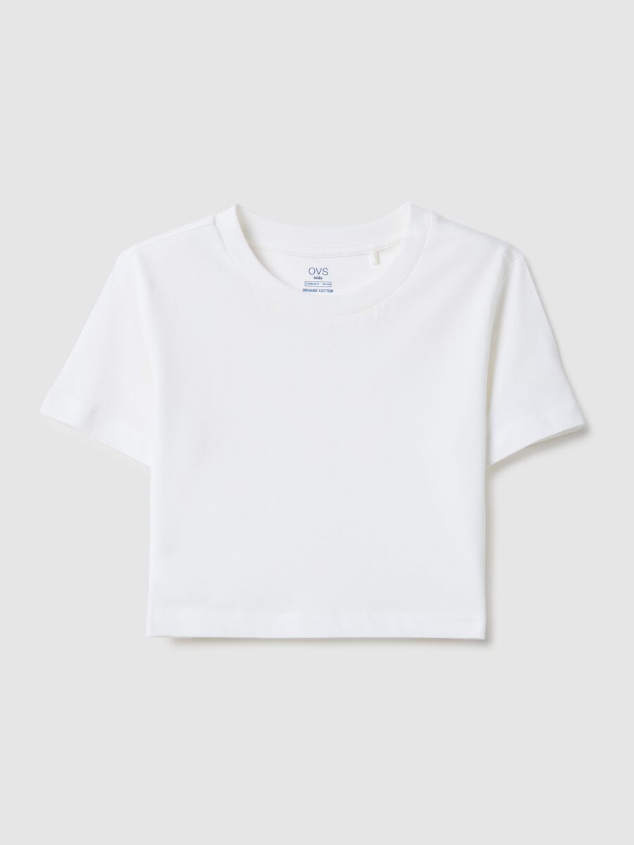 T-shirt in puro cotone bianca da ragazza boxy fit_3