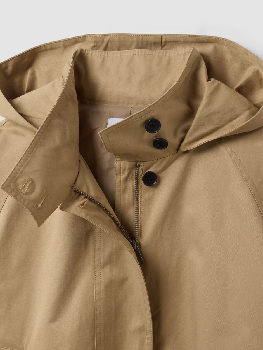 Beige cotton-blend parka with hood, regular fit_2