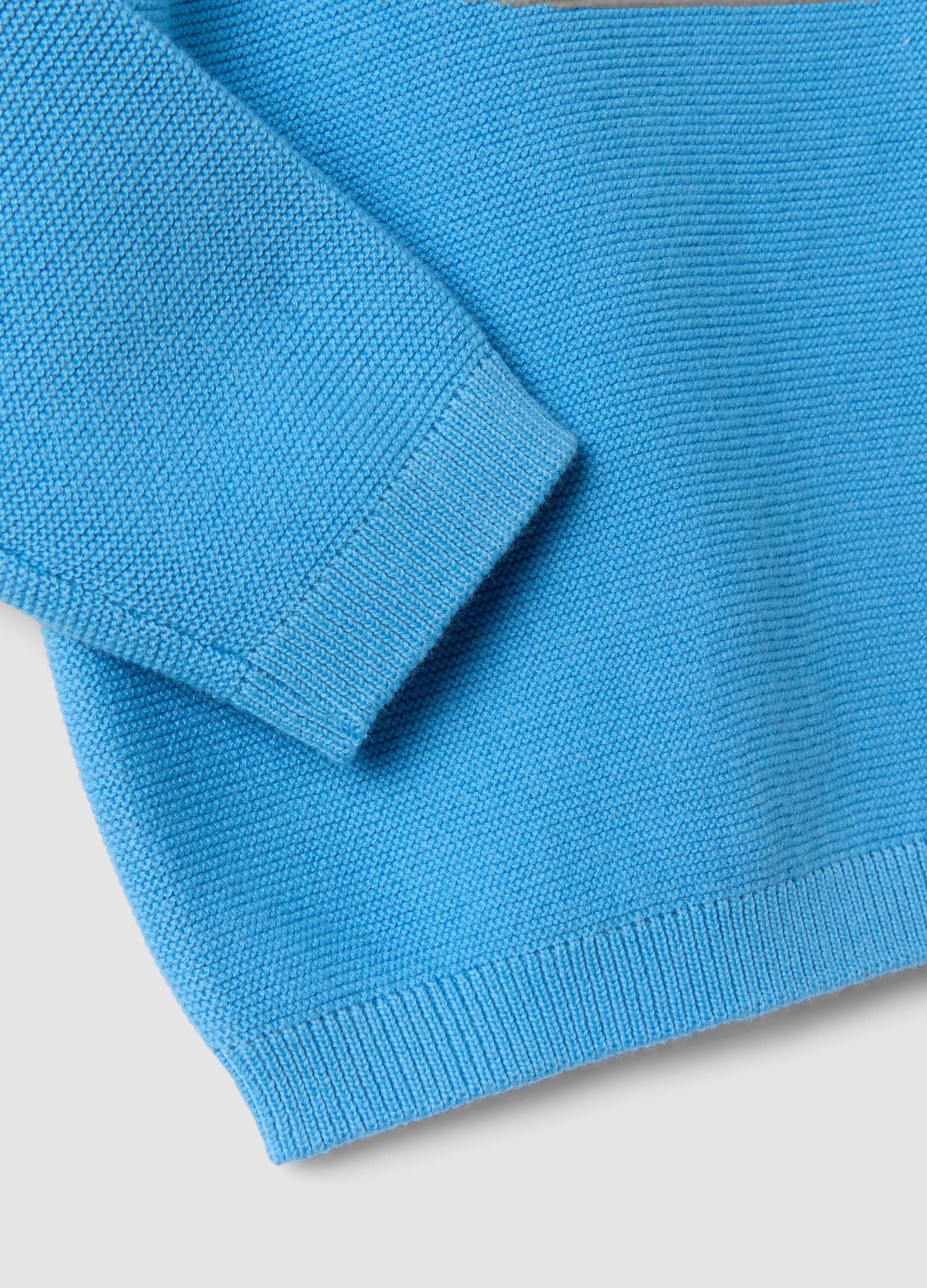 Maglia azzurra in puro cotone a girocollo in maglia regular fit per bimbo