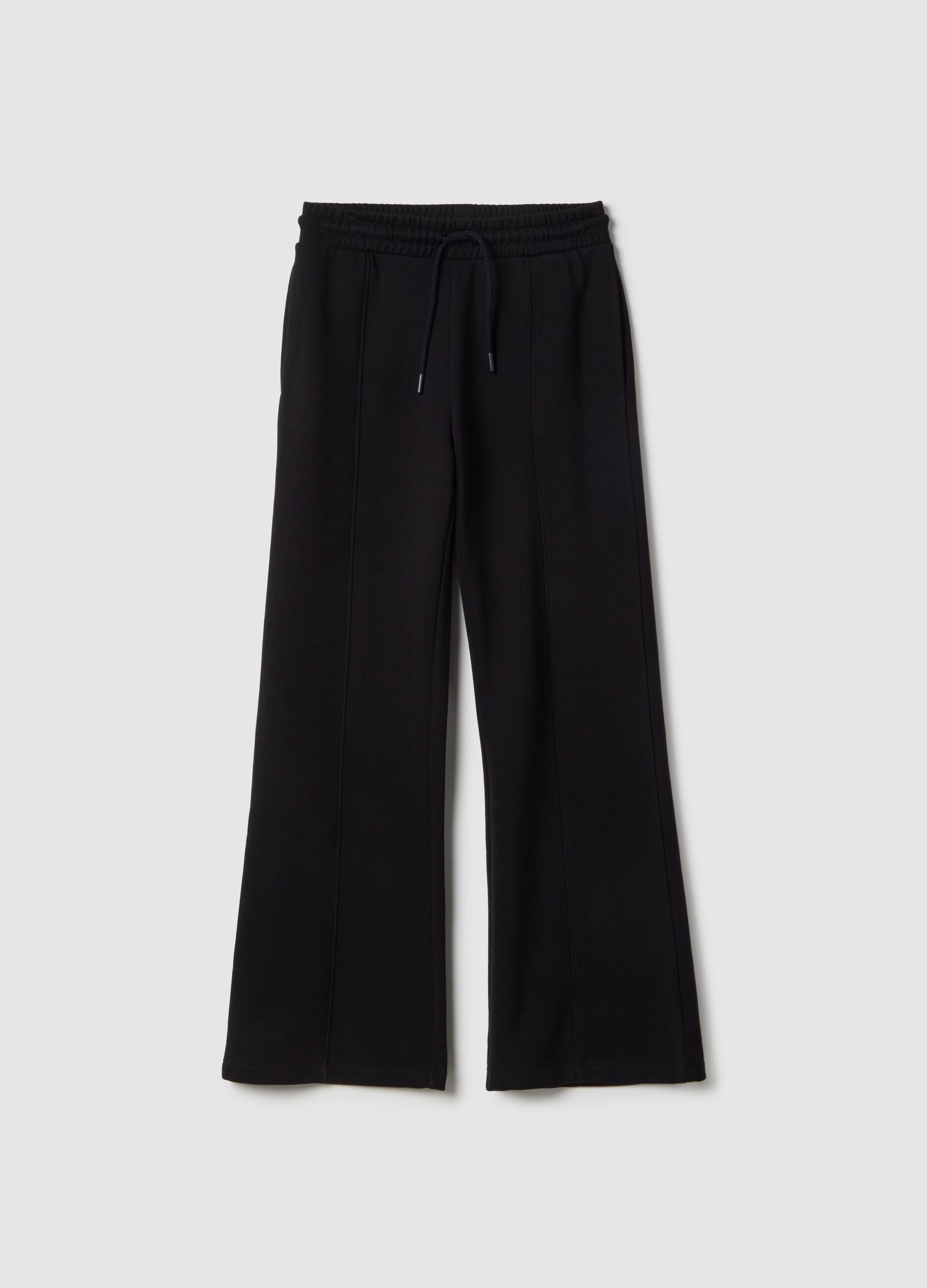 Black Cotton Blend Jogger Trousers, Regular Fit