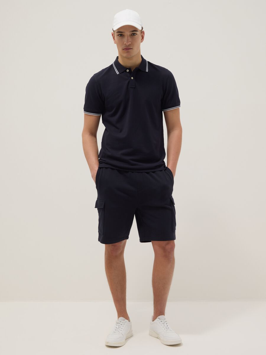 Blue cotton-blend cargo-pocket Bermuda shorts &ndash; relaxed fit_0