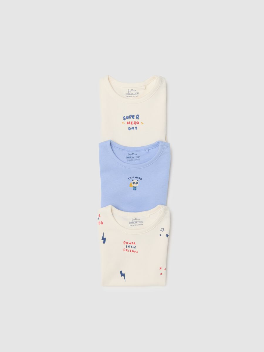 Tripack body a maniche corte multicolor da neonato in puro cotone_3