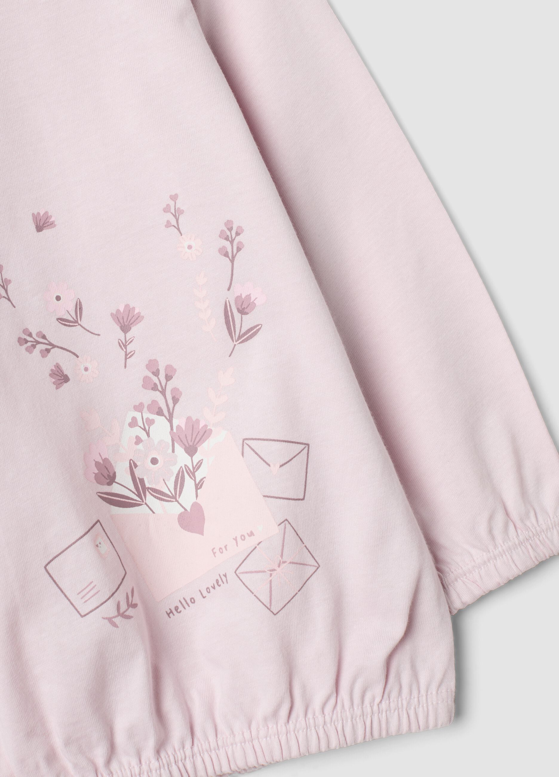 Pink organic cotton jersey pyjamas with long-sleeve top and trousers for baby girls and toddlers