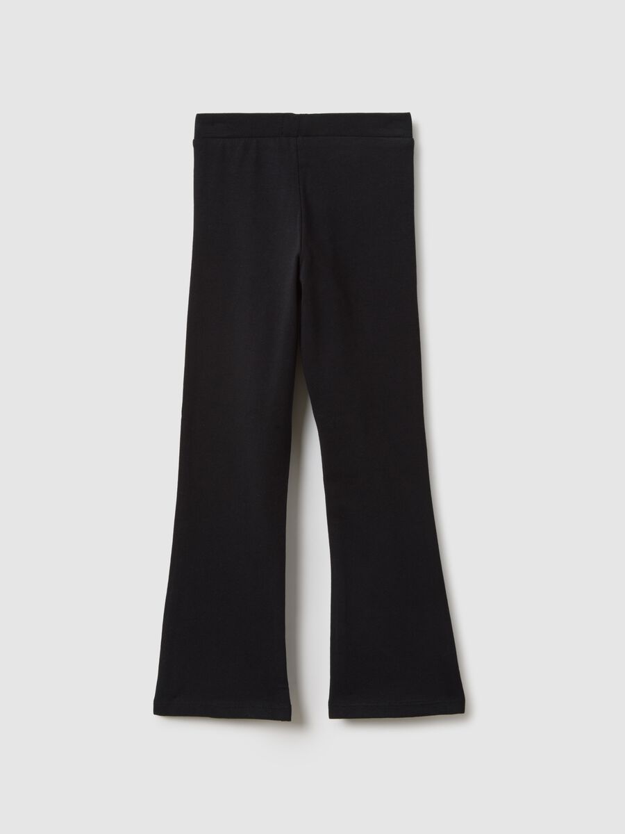 Black Stretch Cotton Flare Fit Girl's Leggings_1