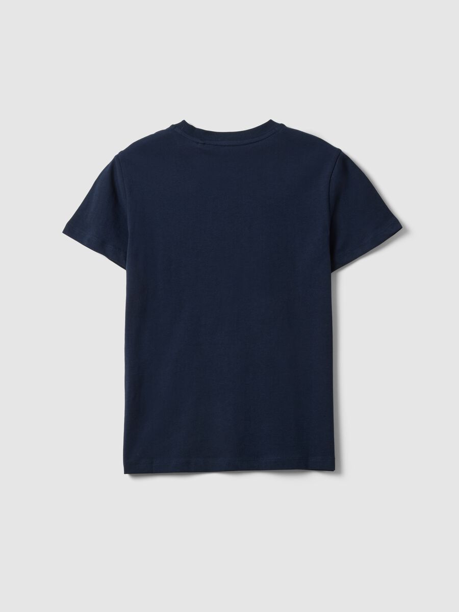 T-shirt blu in puro cotone da ragazzo con stampa regular fit_4