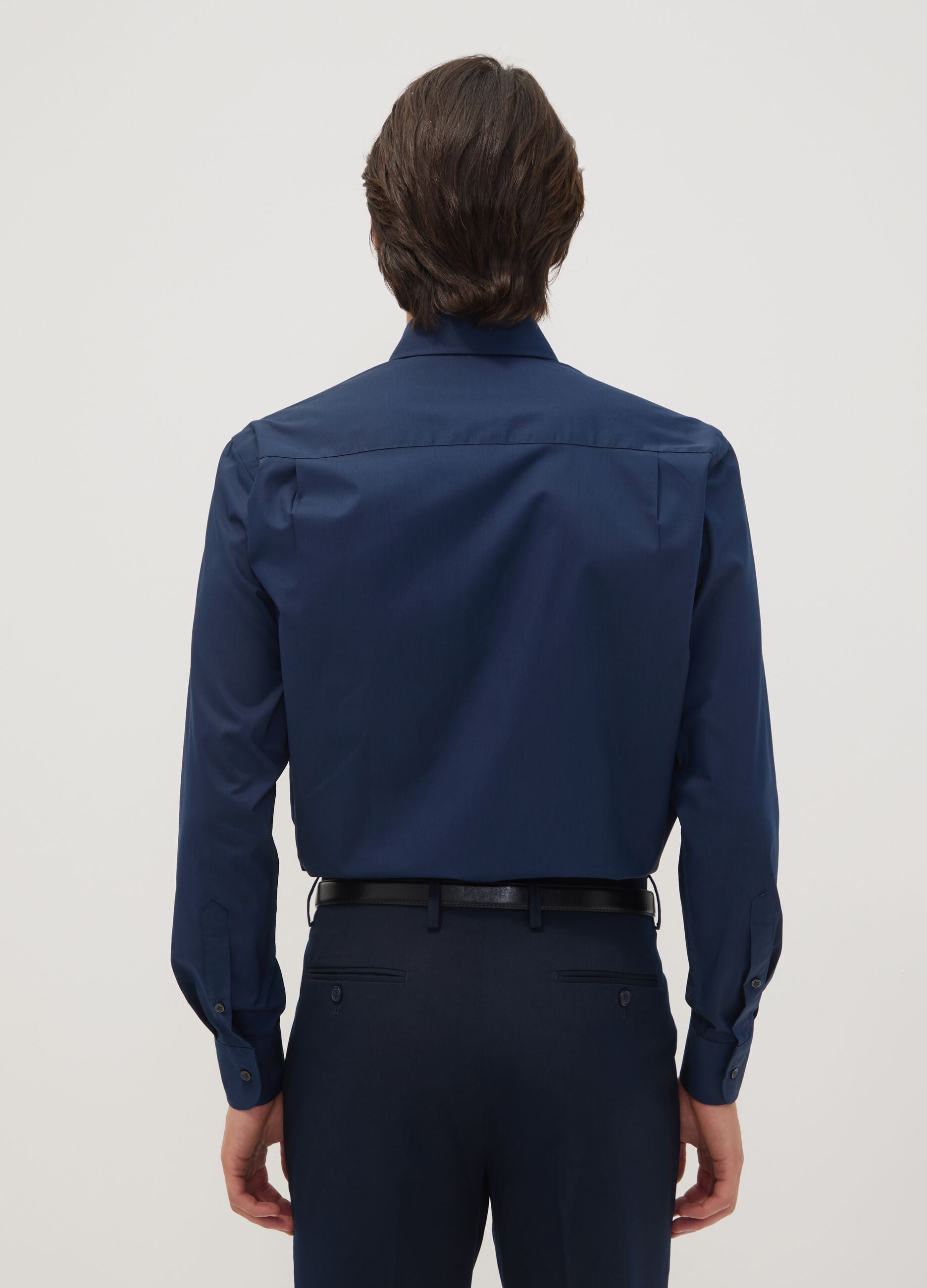 Blue regular-fit shirt with button-down collar, easy-iron