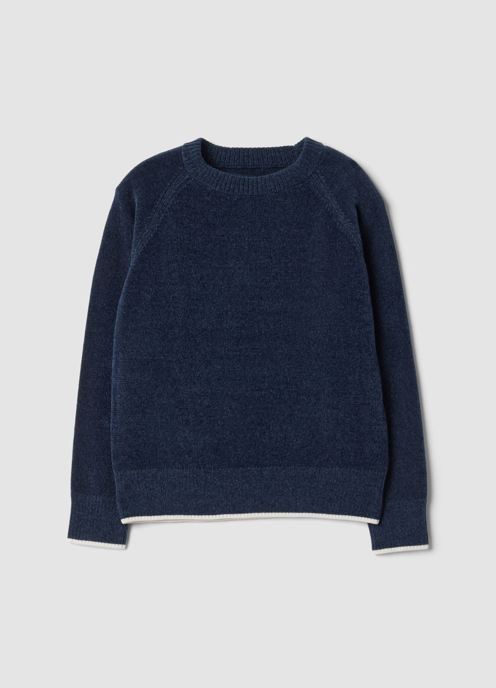 Blue stretch crew-neck top