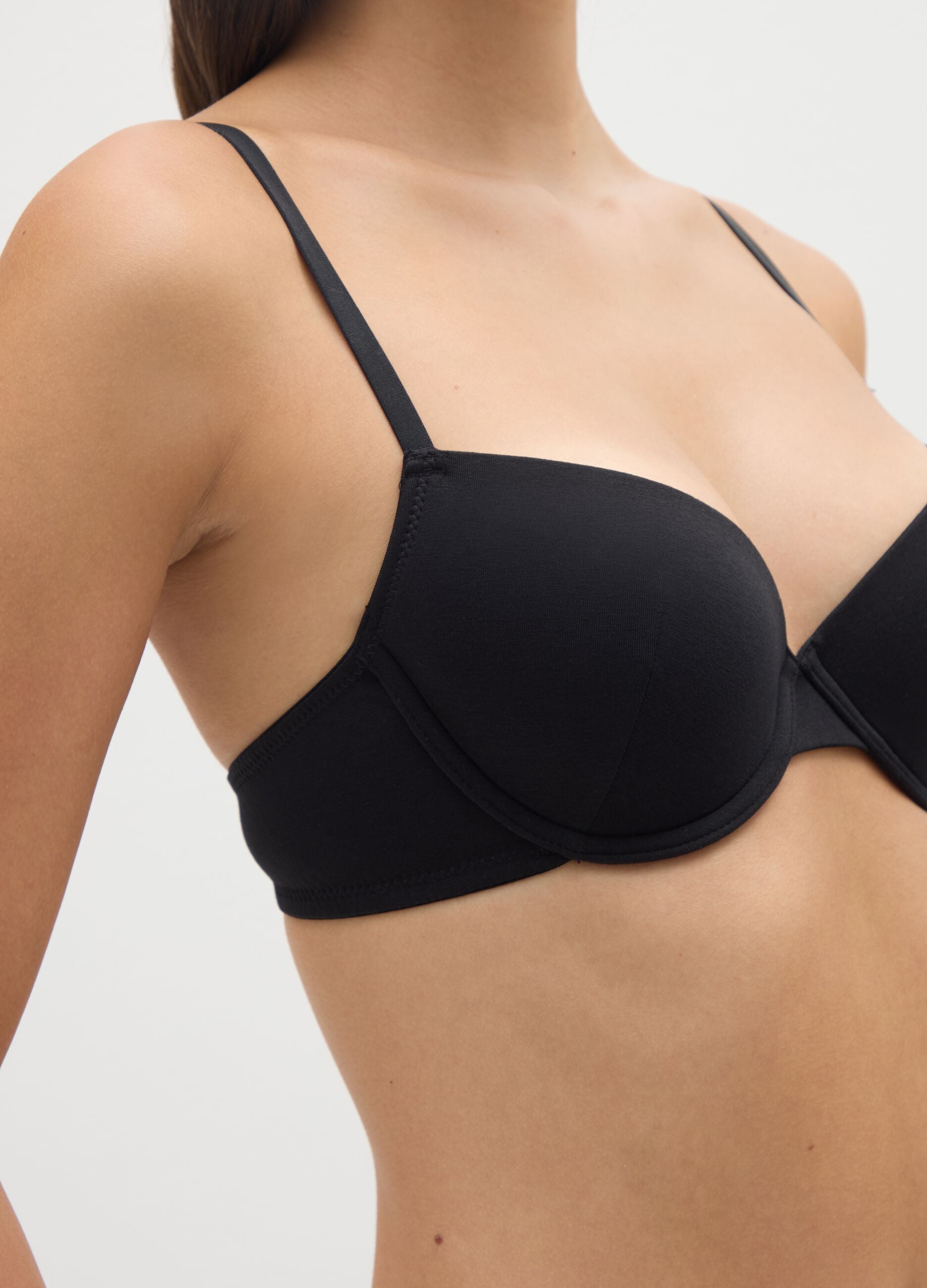 Women's Black Padded Cotton Blend Bra