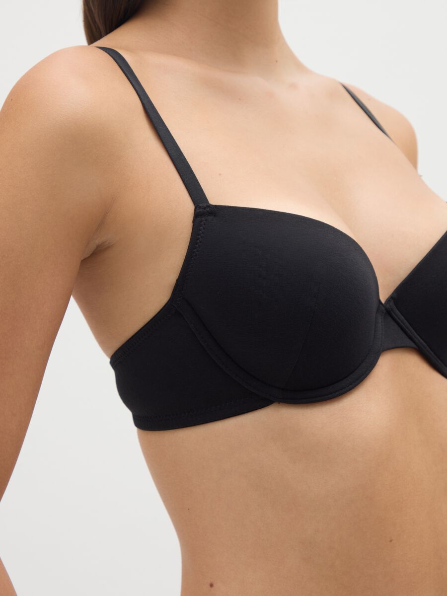 Women's Black Padded Cotton Blend Bra_3