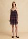Purple cotton-linen blend dress with slim straps_0