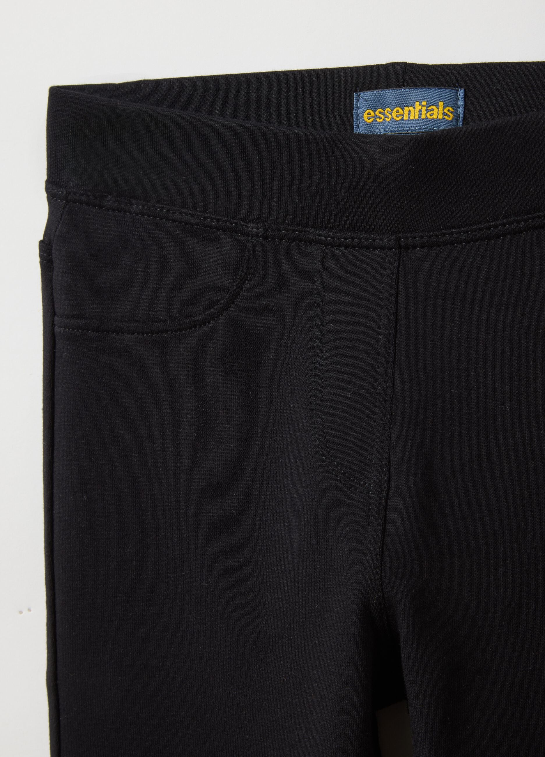 Girls' Black Stretch Cotton Slim Fit Treggings