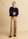 Blue viscose blend blazer in regular fit with gold buttons_1