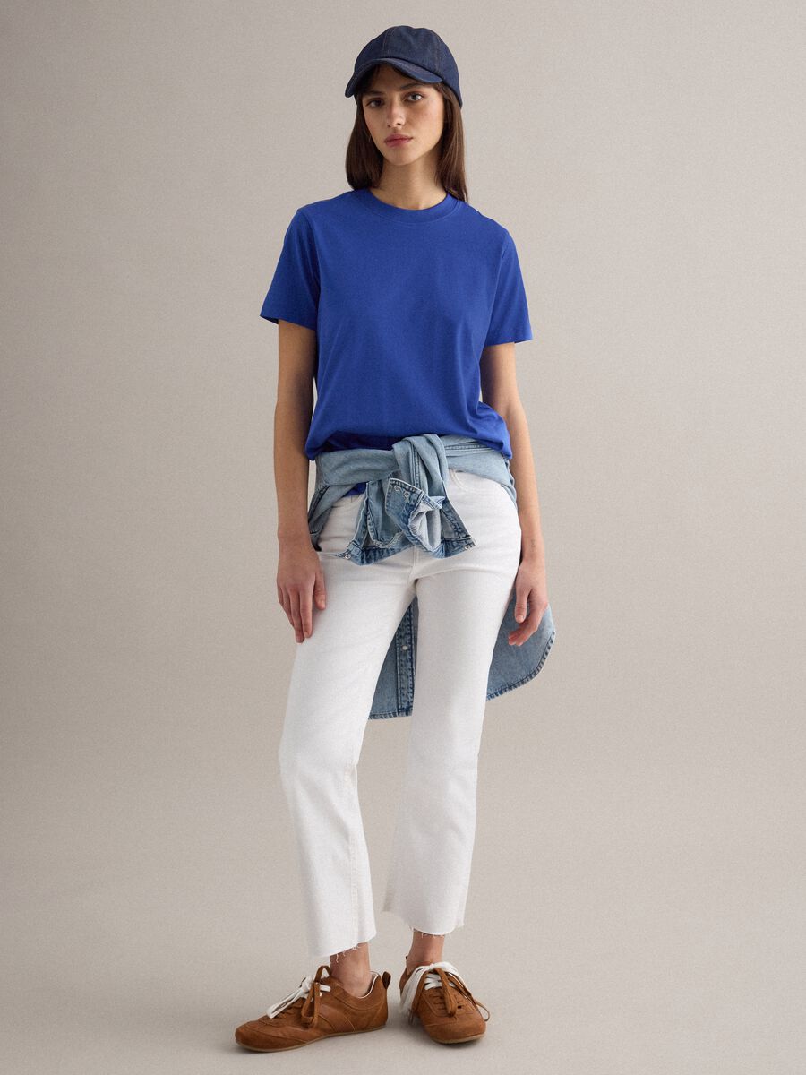 Regular fit blue crew neck cotton T-shirt_2