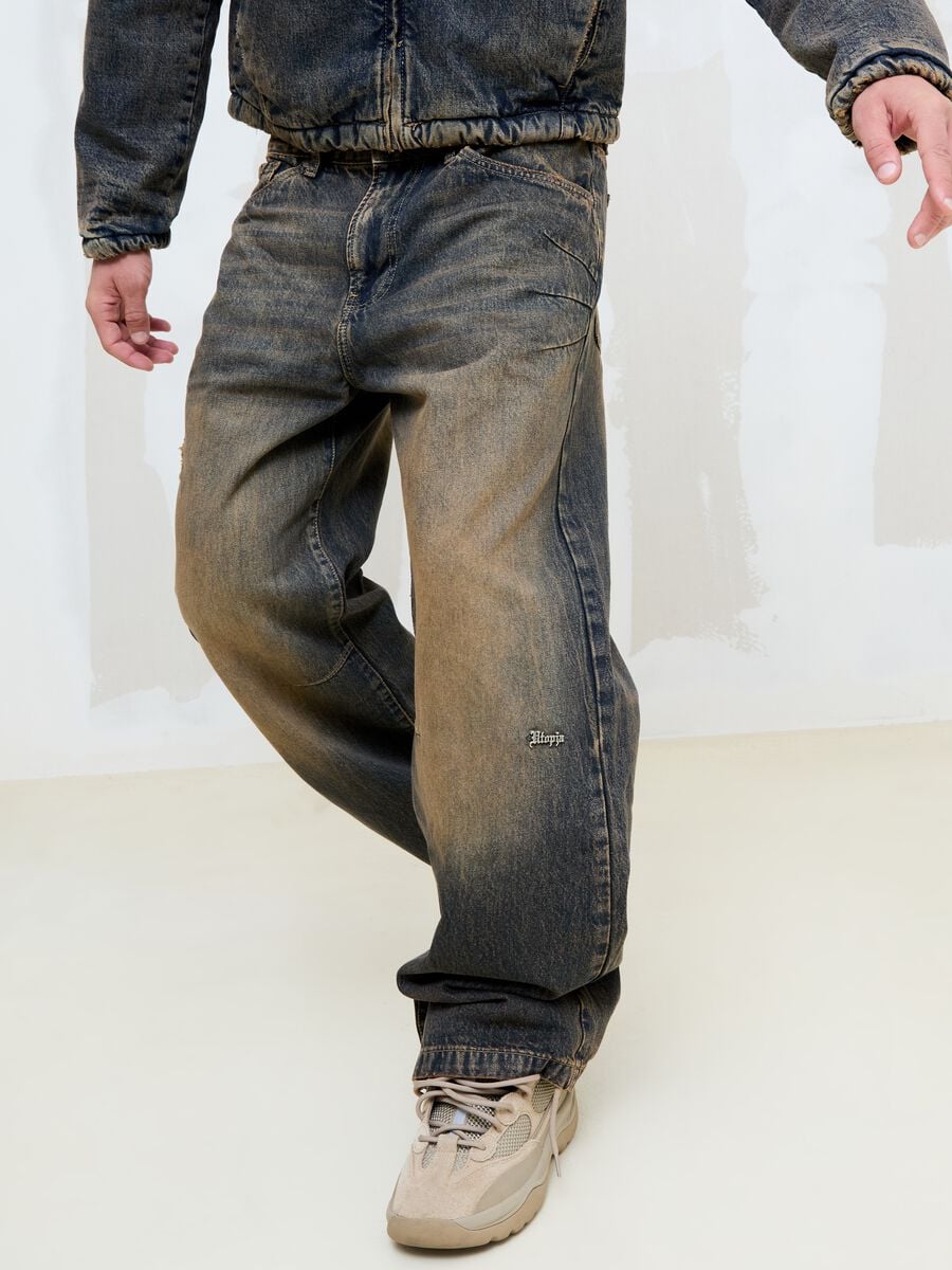 Vintage Wide-Leg Denim in Dark Blue_1
