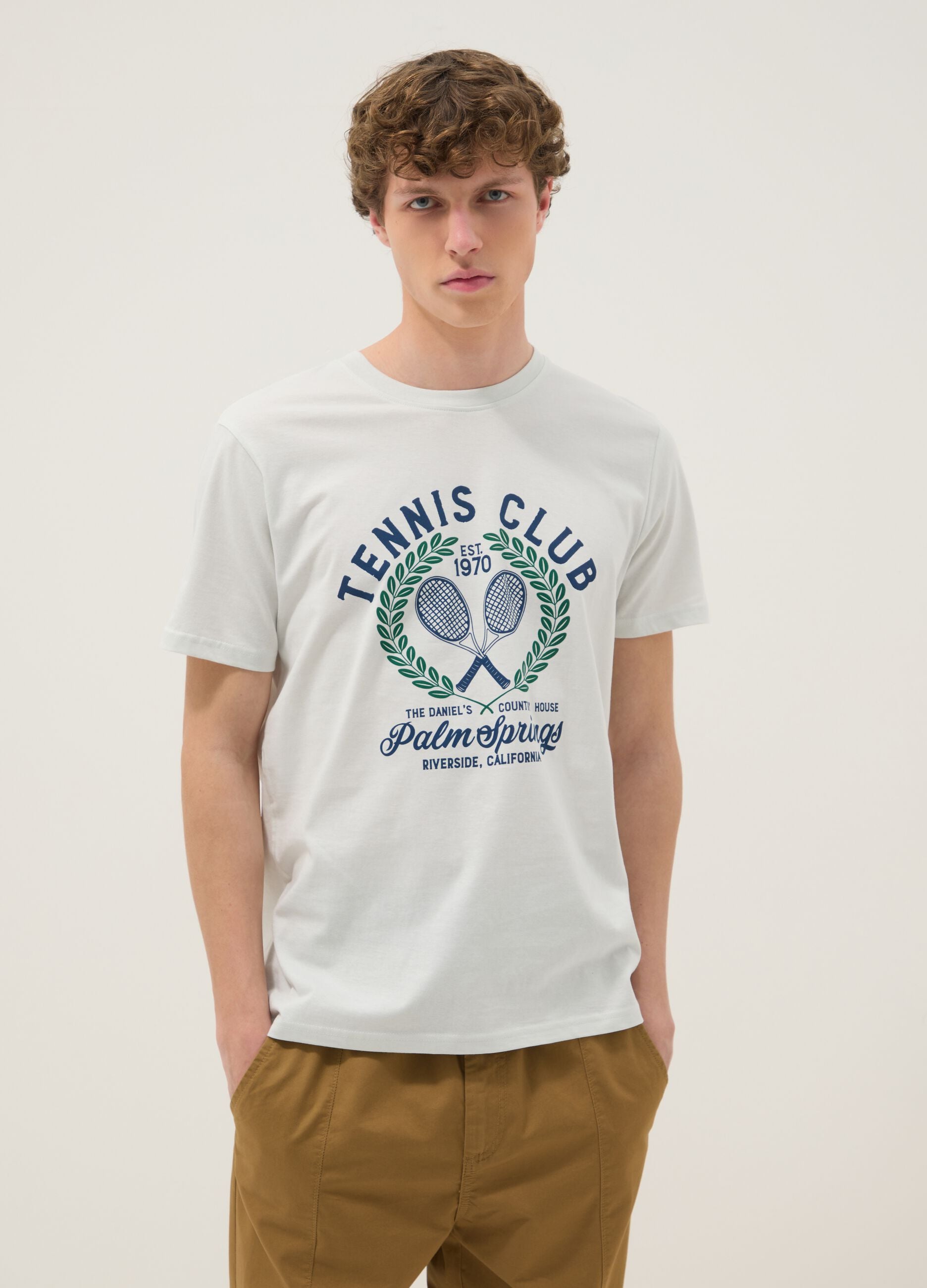 White printed pure cotton regular-fit T-shirt